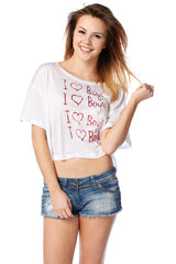 I Love Boys Cropped Top T