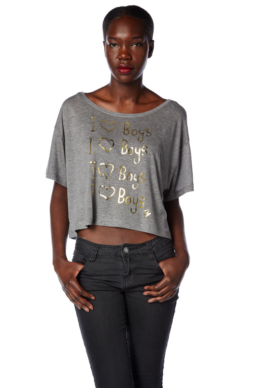I Love Boys Cropped Top T