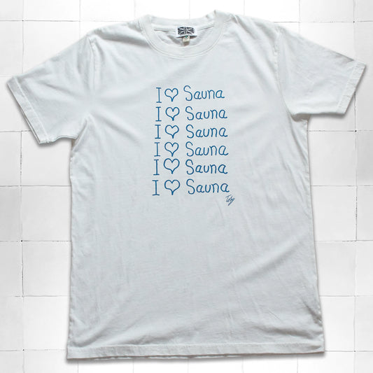 I Love Sauna T-Shirt Stone Washed White