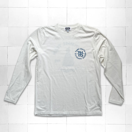 No.1 Schmeisse Team Long Sleeve T-Shirt Stone Washed White