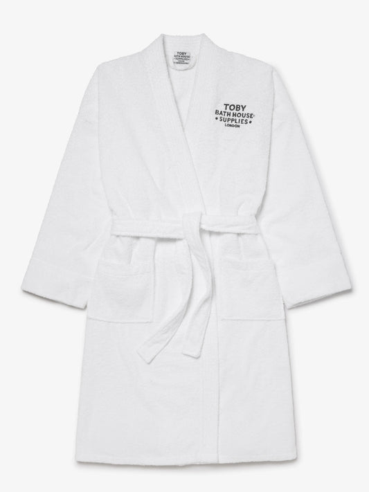 Towelling Bath Robe White for Women