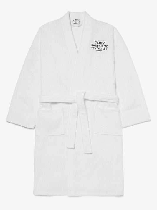 Towelling Bath Robe White for Men