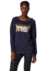 American Flag Scooped Neck Sweatshirt