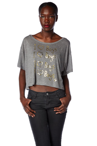 I Love Boys Cropped Top T