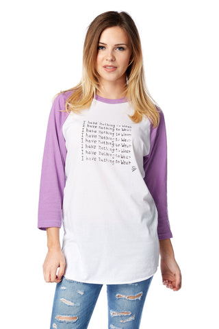 I Have Nothing To Wear Baseball Shirt, Toby Mott Original Vintage Collection