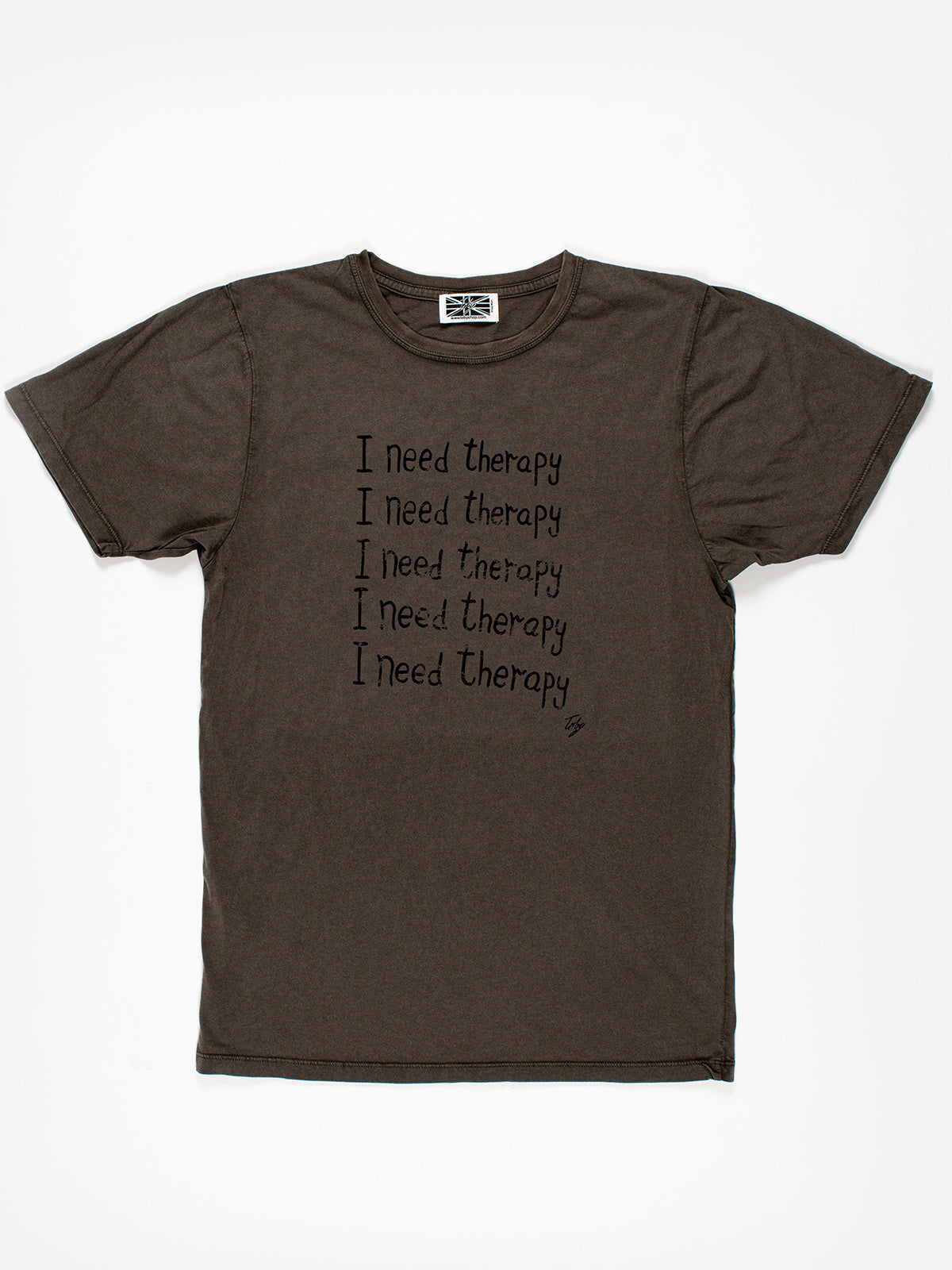 I NEED THERAPY  - STONE WASH GREY TSHIRT
